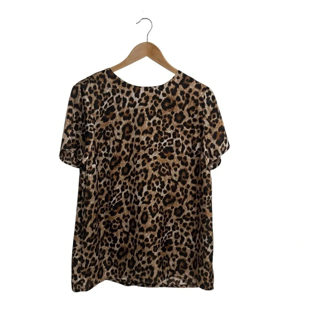 MICHAEL Michael Kors Satin leopard animal print blouse size 10